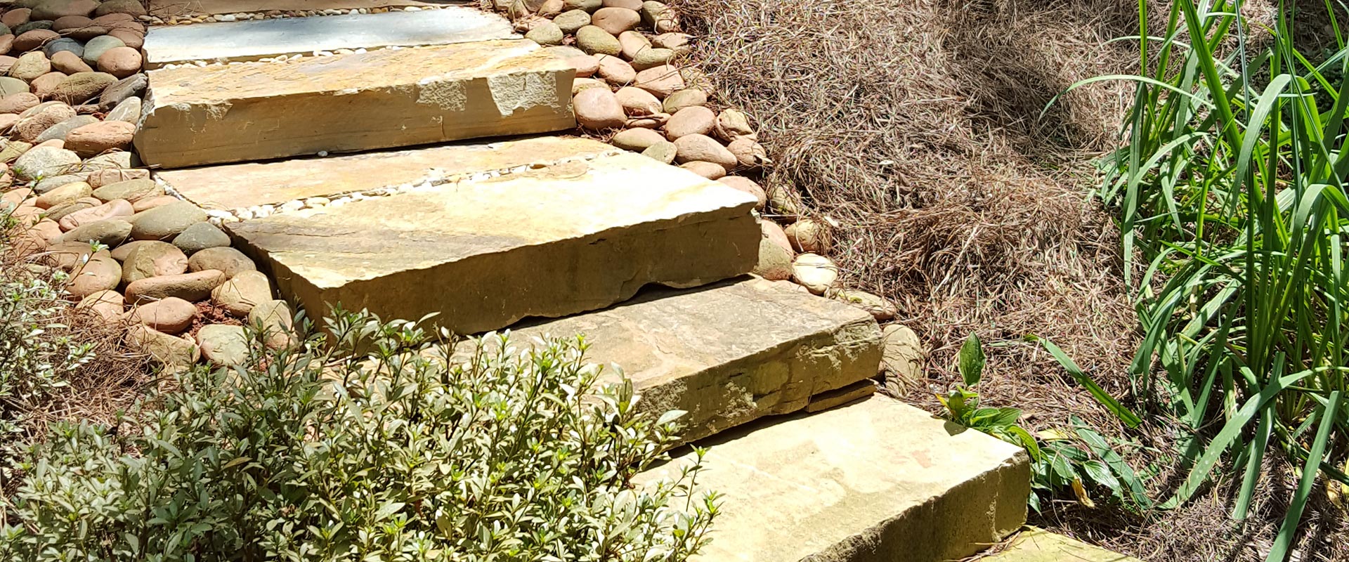 slab steps in a garden