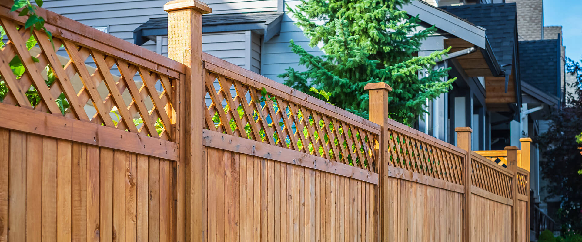 Nice new wooden fence around house